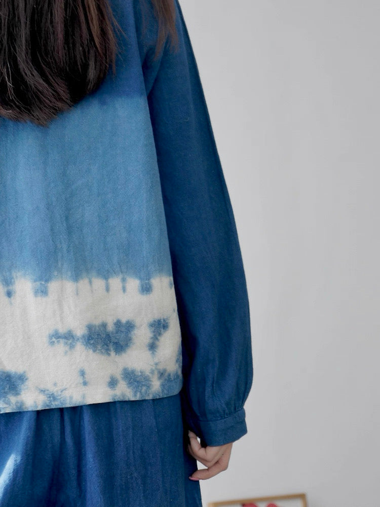 Handmade Indigo Dyed Cotton Shirt | Natural Plant Dye | Thailand Made