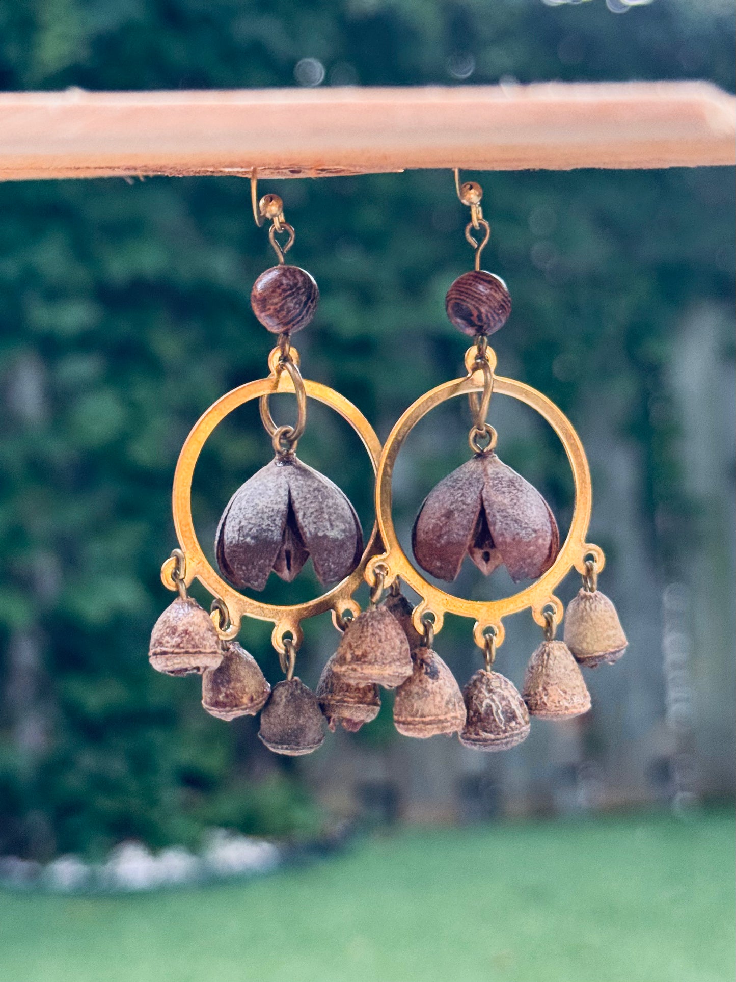 Smiling Seed & Bell Pod Earrings – Natural Boho Charm