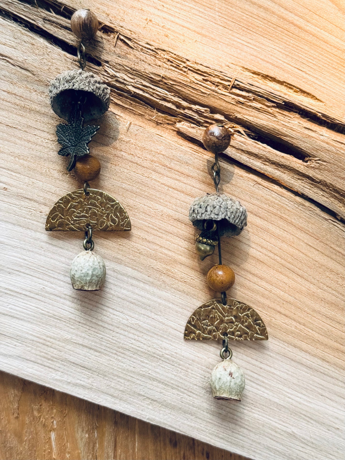Lucky Fruit & Acorn Cap Earrings β Forest Elegance in Silver
