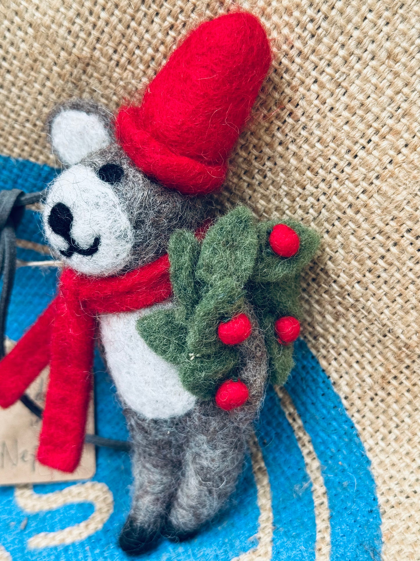 Handmade Felted Wool Bear – Holiday Ornament, Keychain & Bag Charm | Made in Nepal