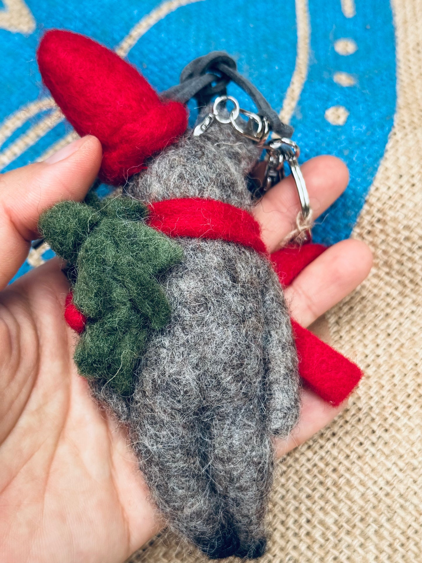 Handmade Felted Wool Bear – Holiday Ornament, Keychain & Bag Charm | Made in Nepal