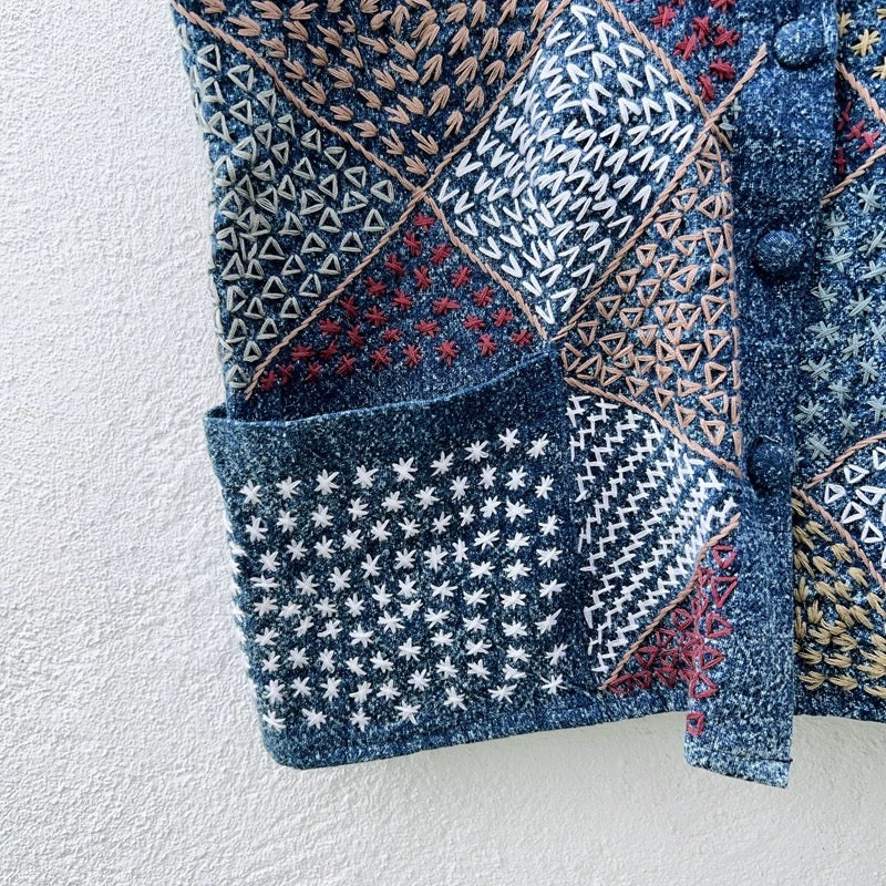 Hand-Embroidered Patchwork Vest | Artisan Made | One-of-a-Kind | Thailand