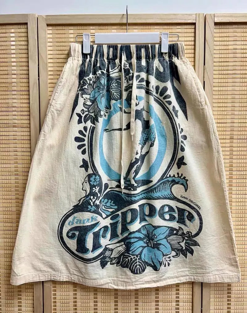 Grain Sack Cotton Skirt – One of a Kind
