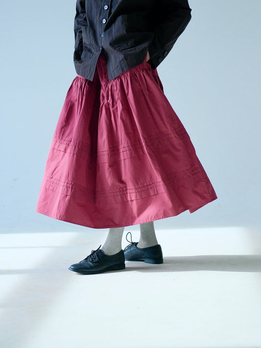 Cotton Lightweight Gathered Skirt – Brick Red
