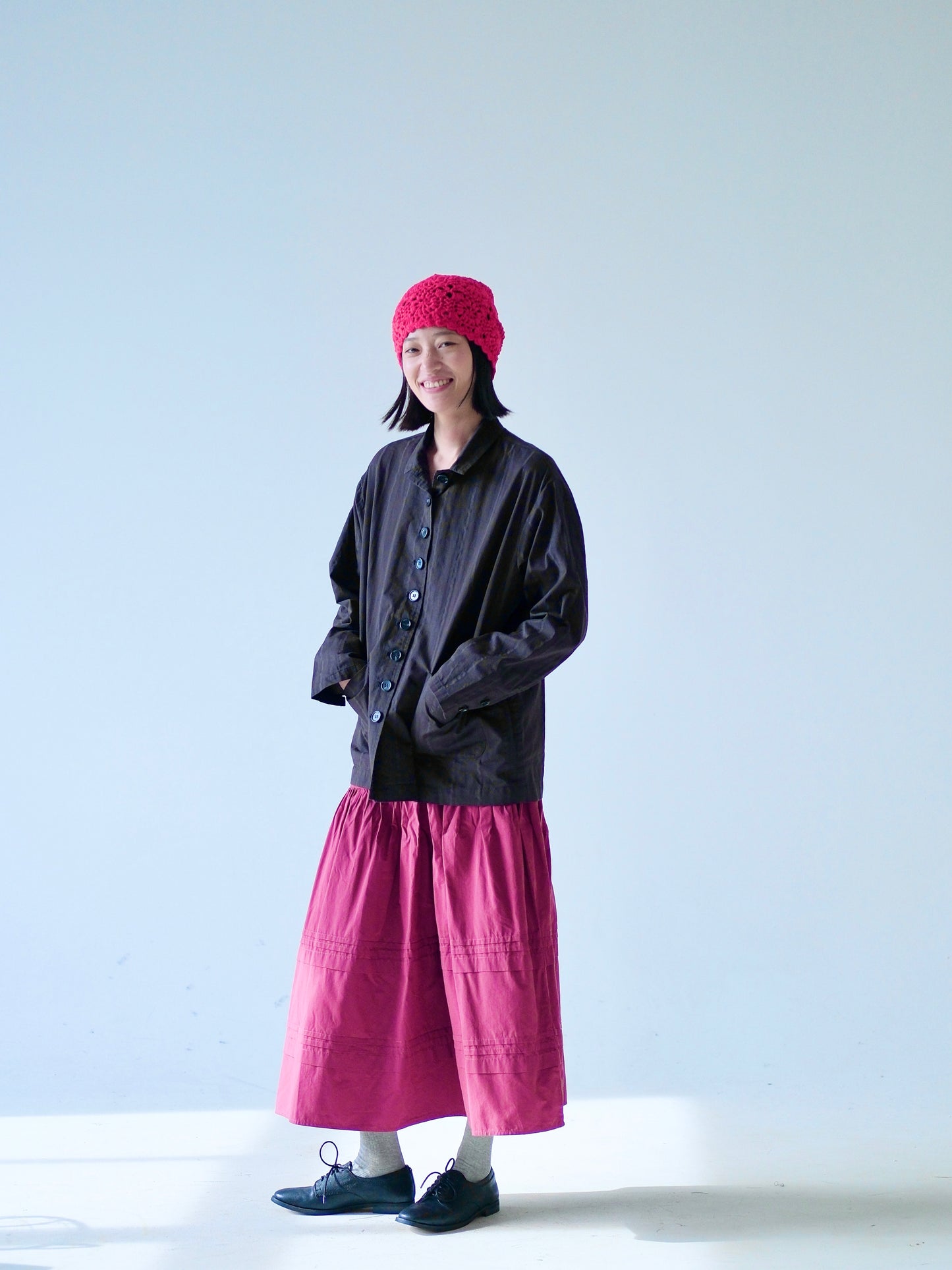 Cotton Lightweight Gathered Skirt – Brick Red