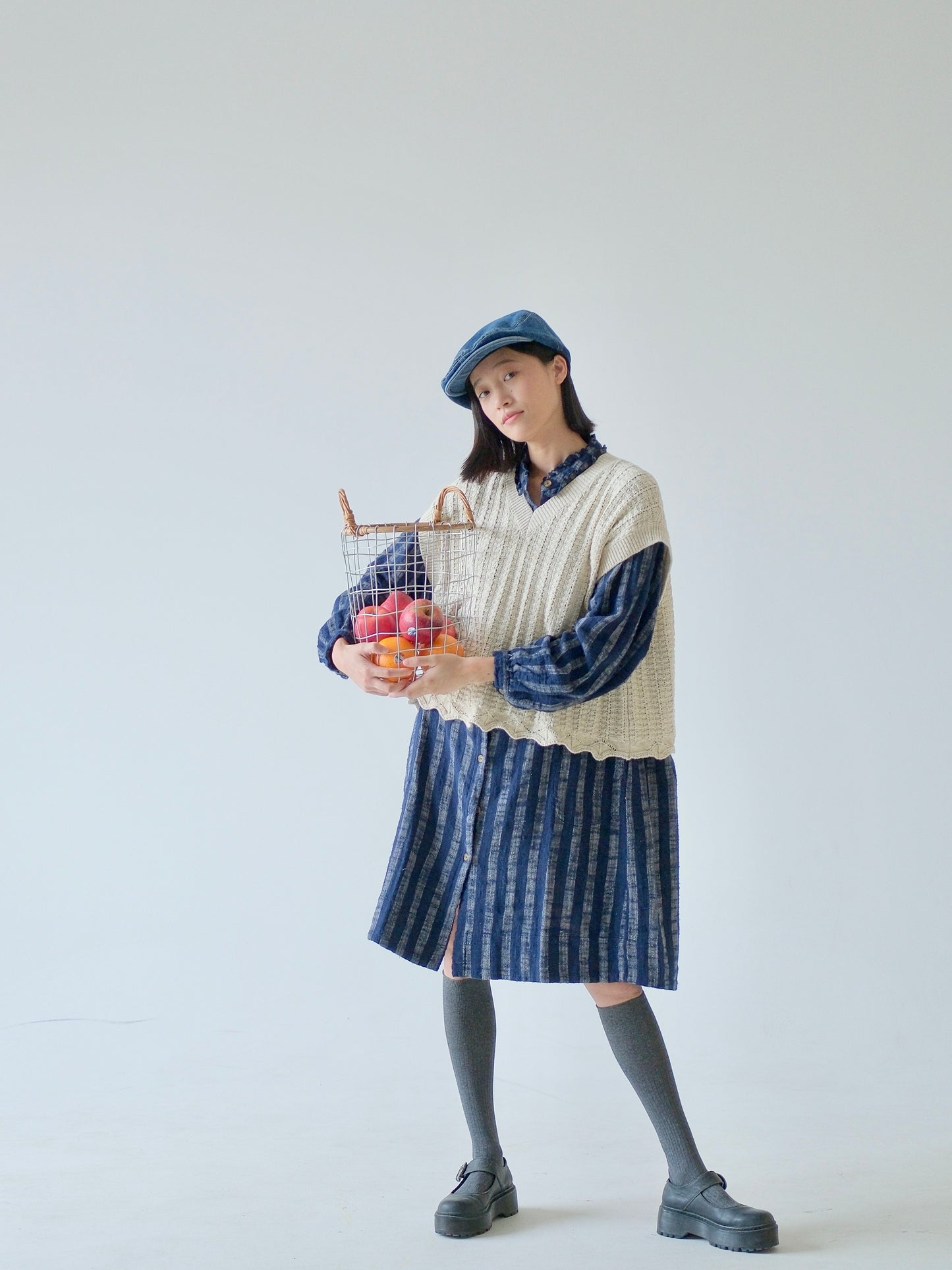 Indigo Cotton Shirt Dress