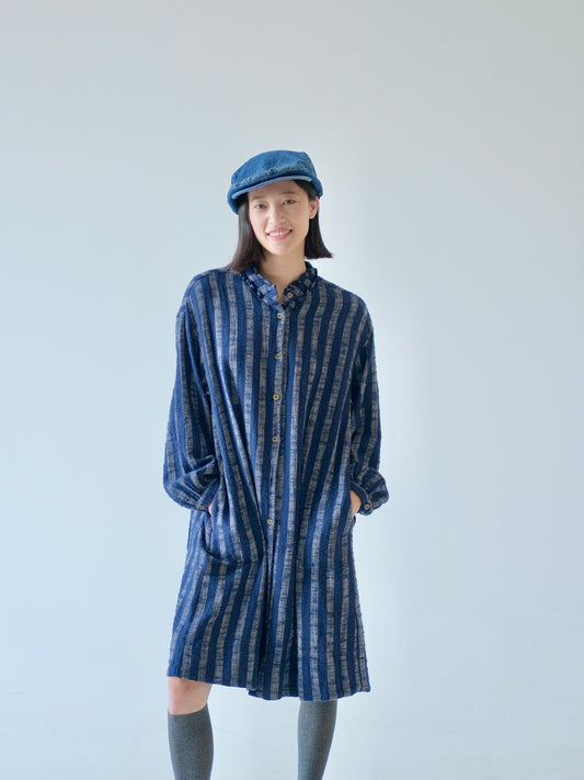 Indigo Cotton Shirt Dress