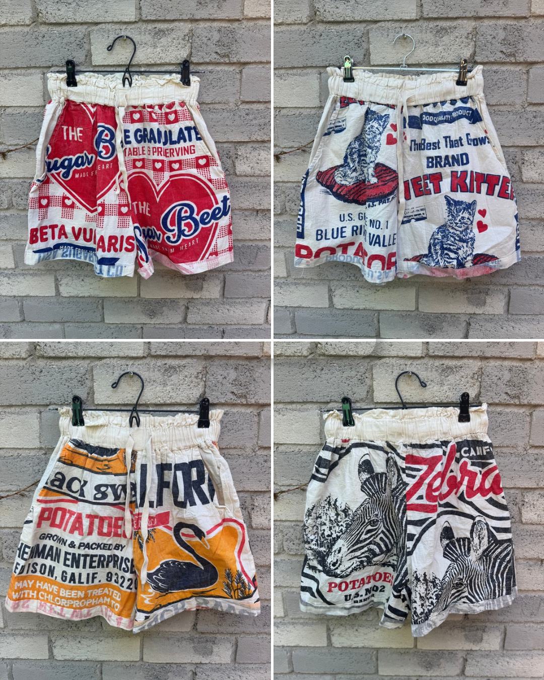 Vintage Patch Print Washed Cotton Shorts – Easy Summer Style