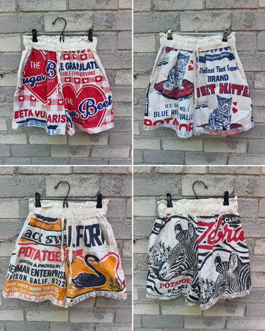 Vintage Patch Print Washed Cotton Shorts – Easy Summer Style