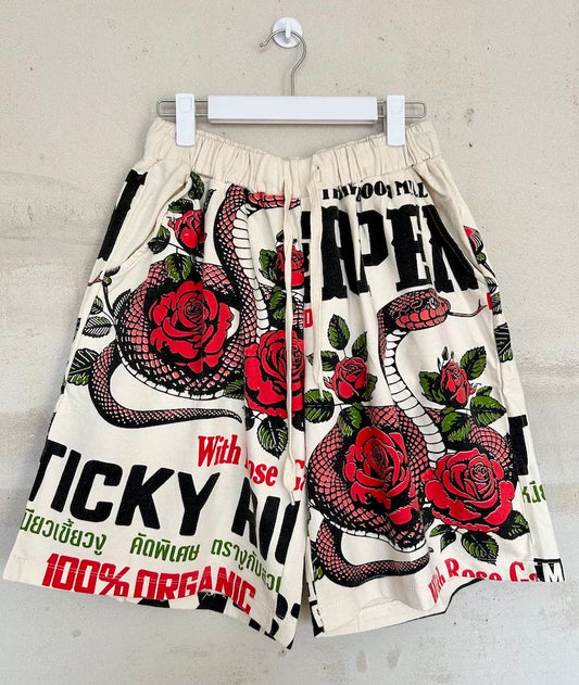 Vintage Thai Cotton Shorts – Retro Graphic Prints