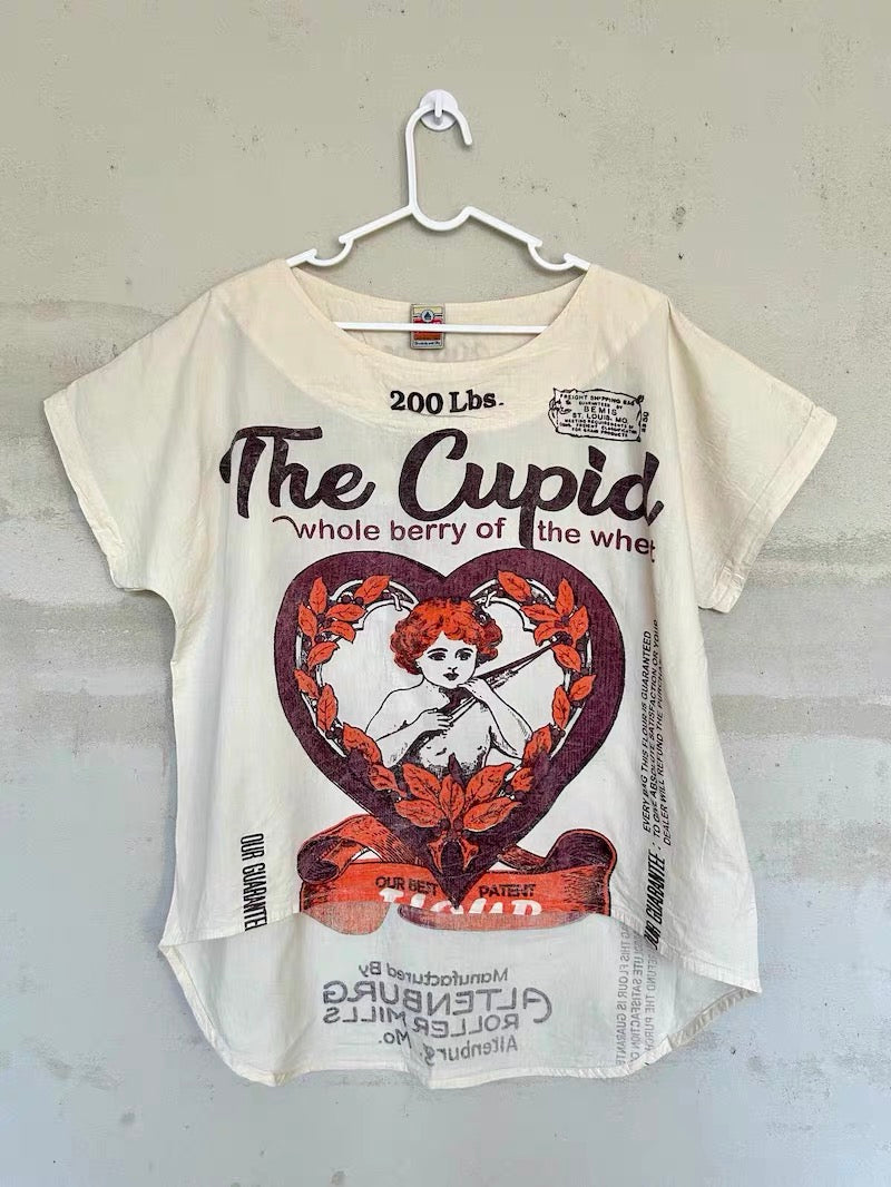 Vintage Thai Cotton Top – Feed Sack Graphic Prints