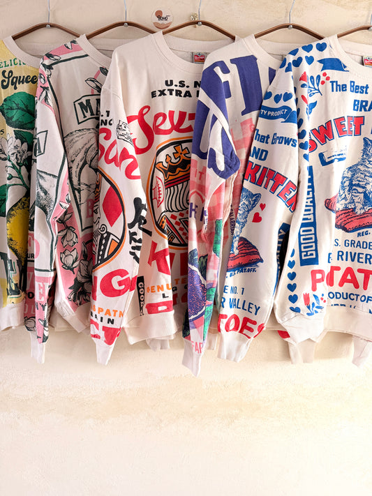 Our Most Popular Vintage Graphic Sweatshirt | Thailand Made | Magnolia, King, Figs, Kitten, Lemon Prints