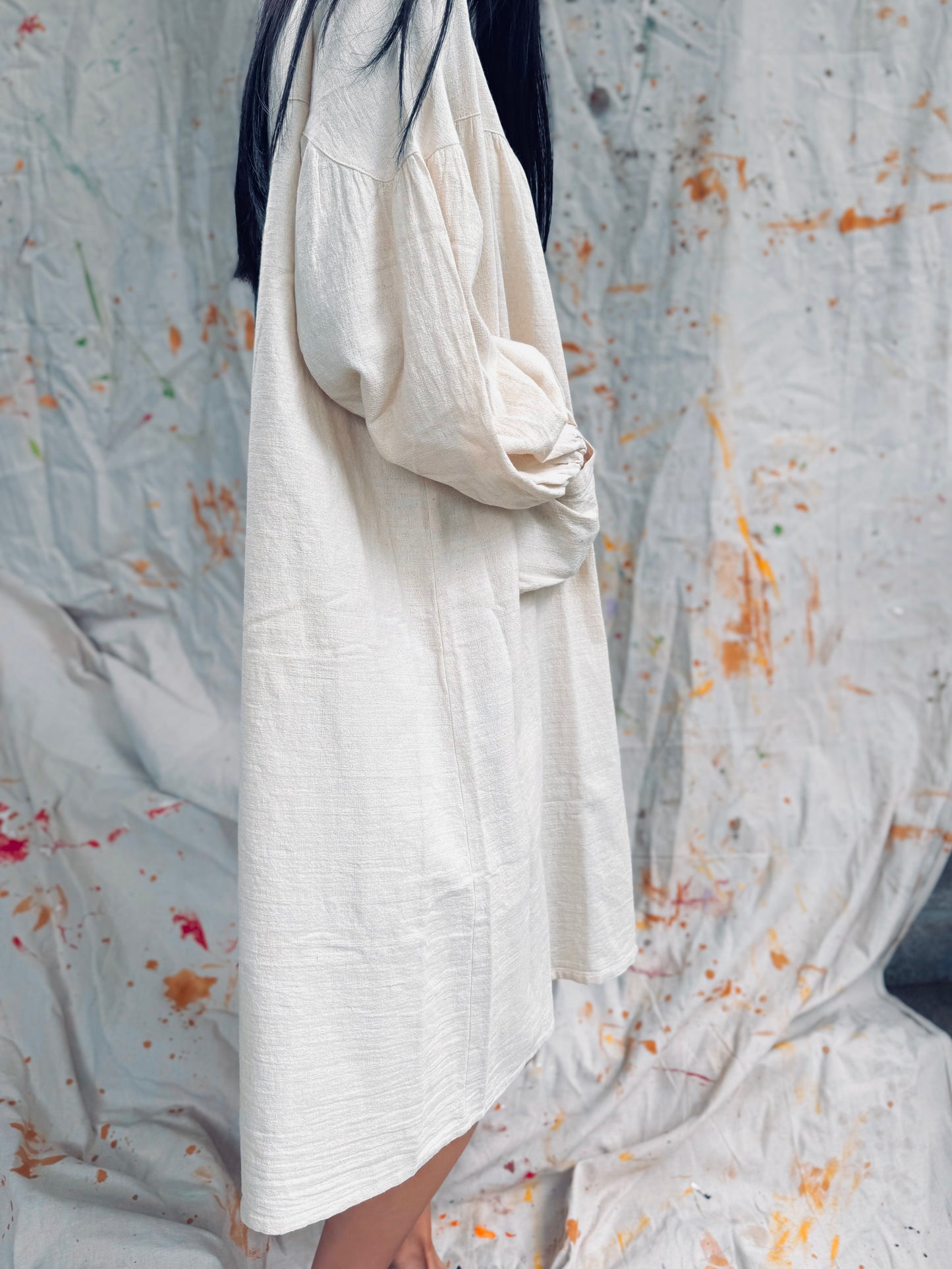 Indigo Dyed Half & Half Shirt Dress – Thailand