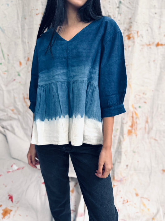 Indigo Dyed Peplum Top – Thailand