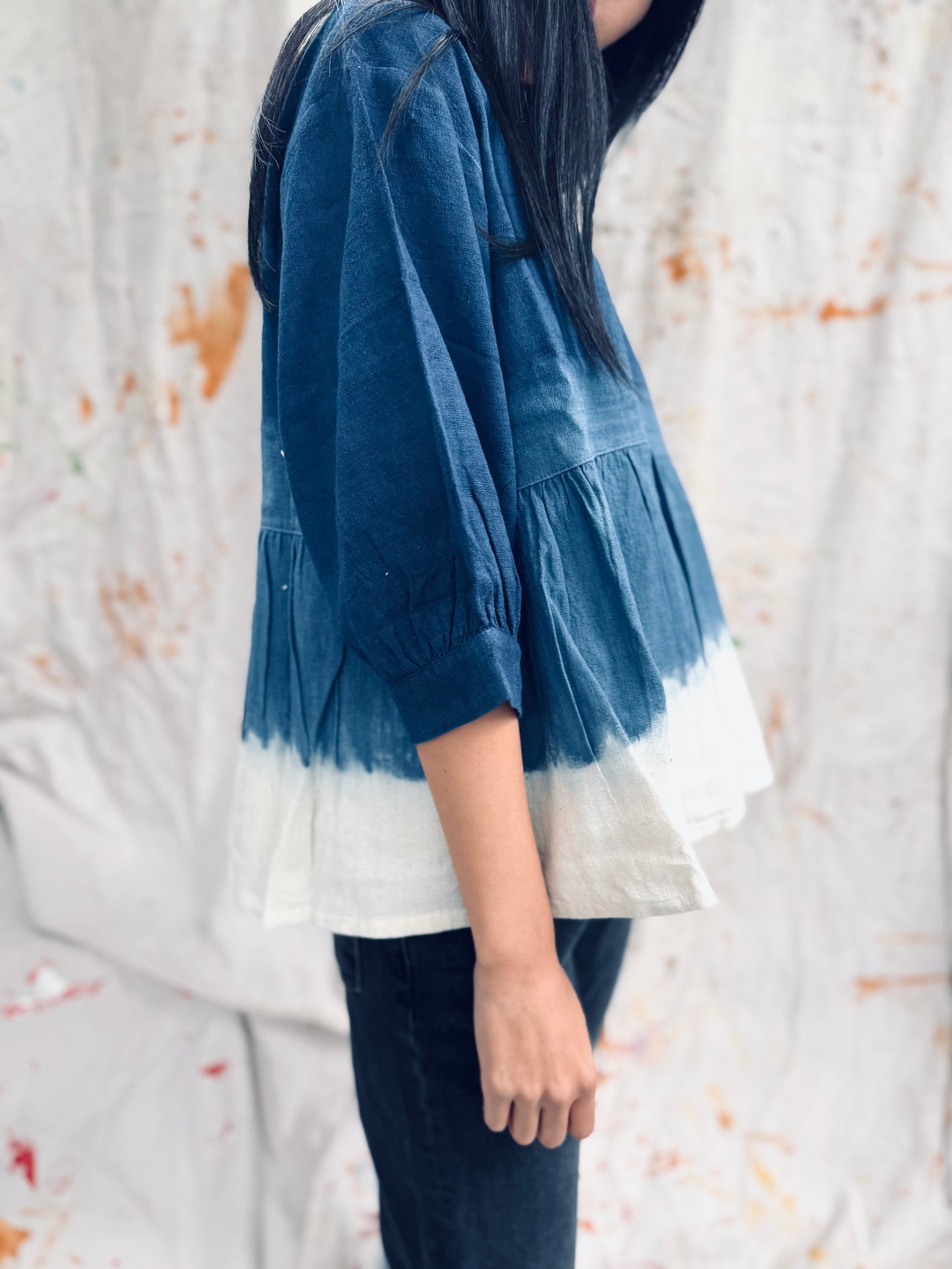 Indigo Dyed Peplum Top – Thailand