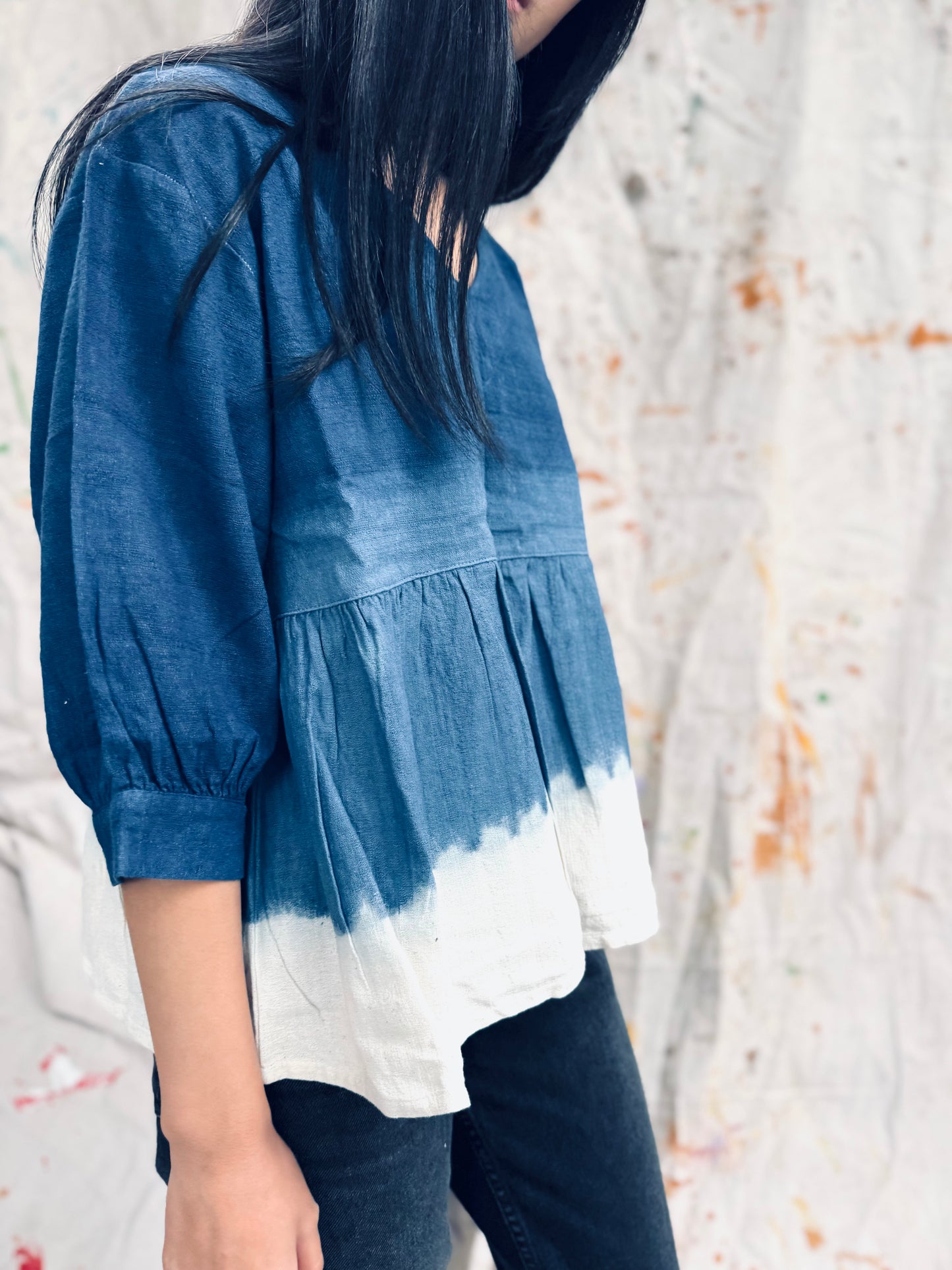 Indigo Dyed Peplum Top – Thailand