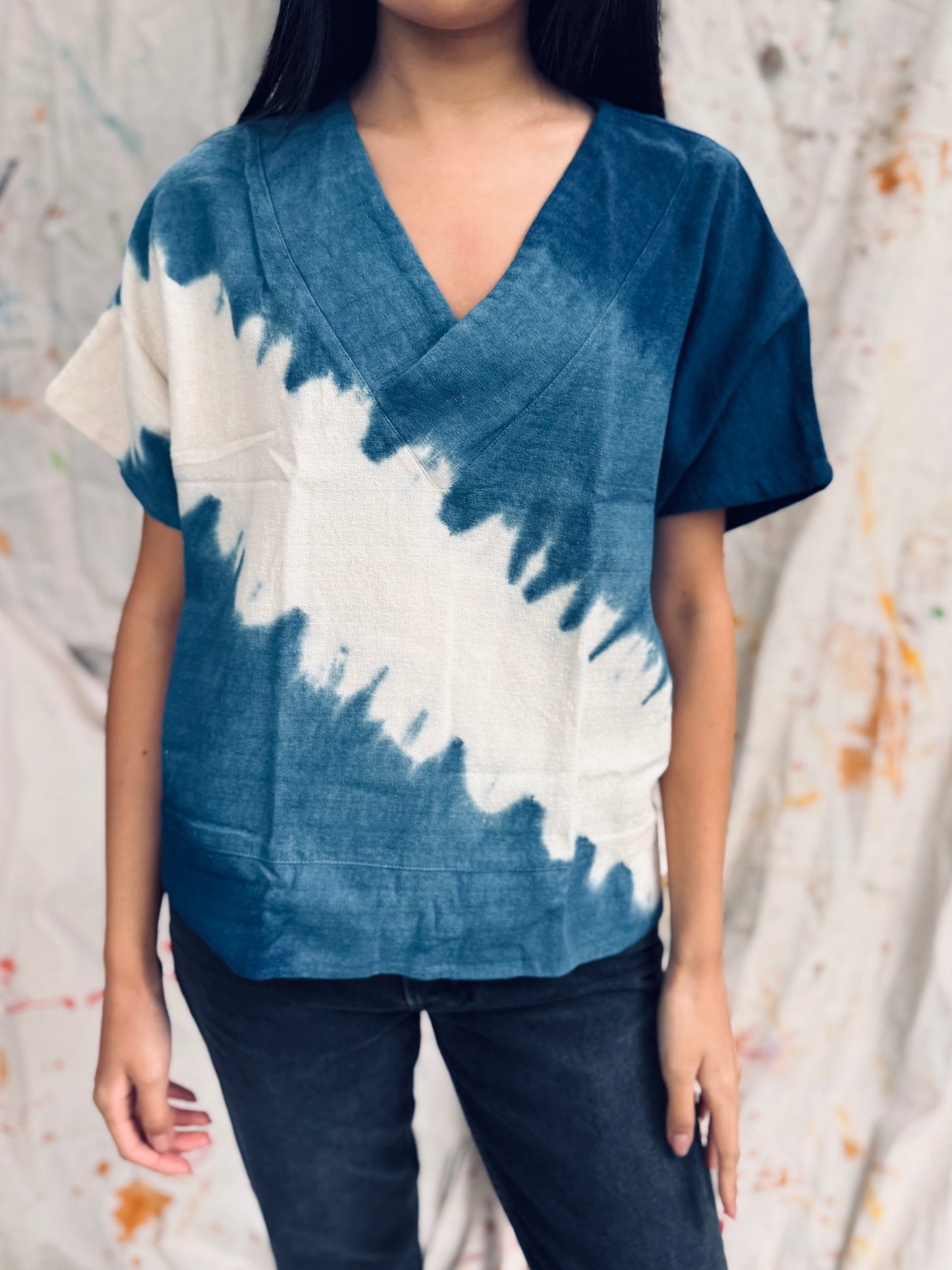 Indigo Tie-Dye Kimono Top – Handmade in Thailand
