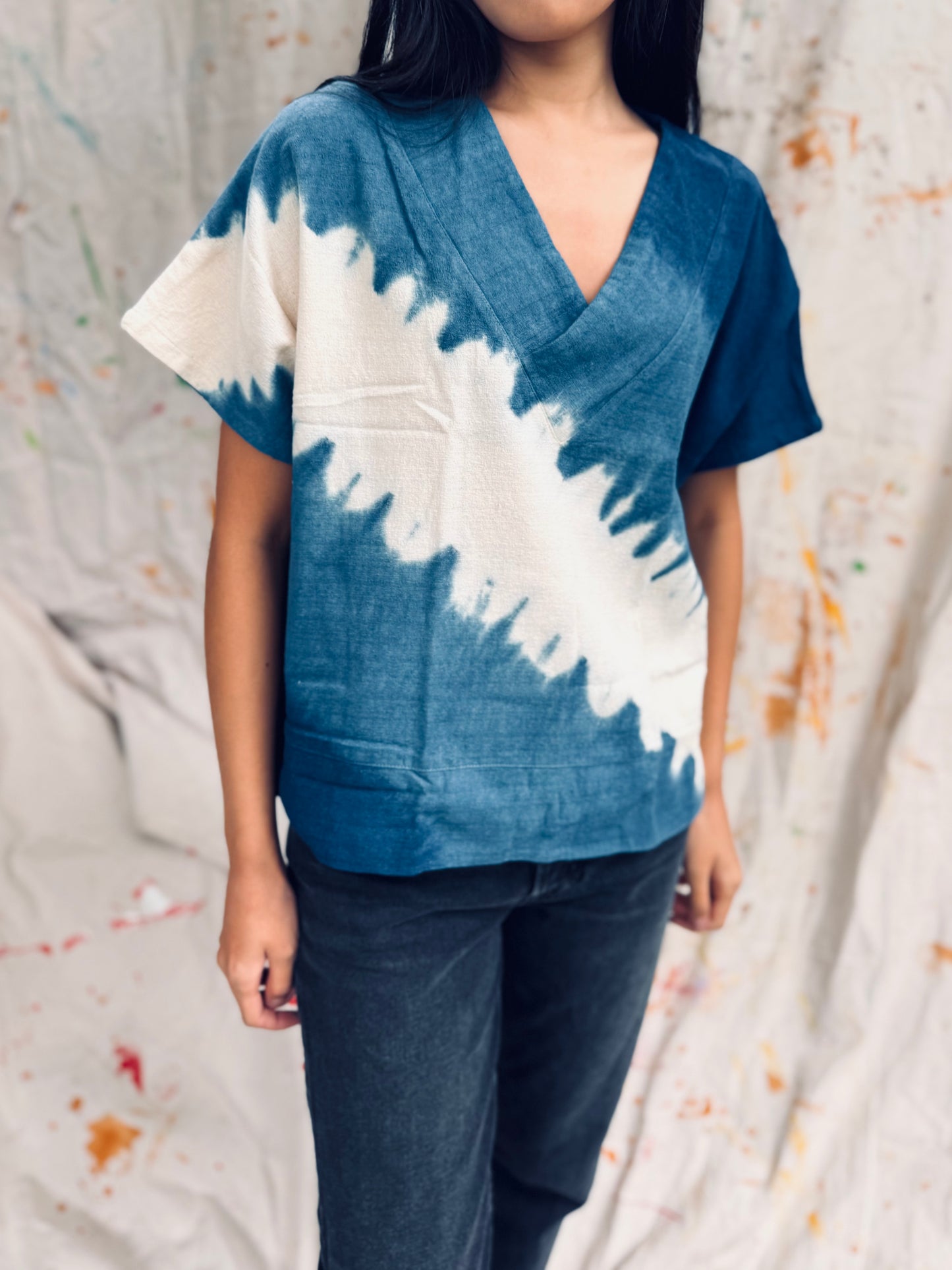 Indigo Tie-Dye Kimono Top – Handmade in Thailand