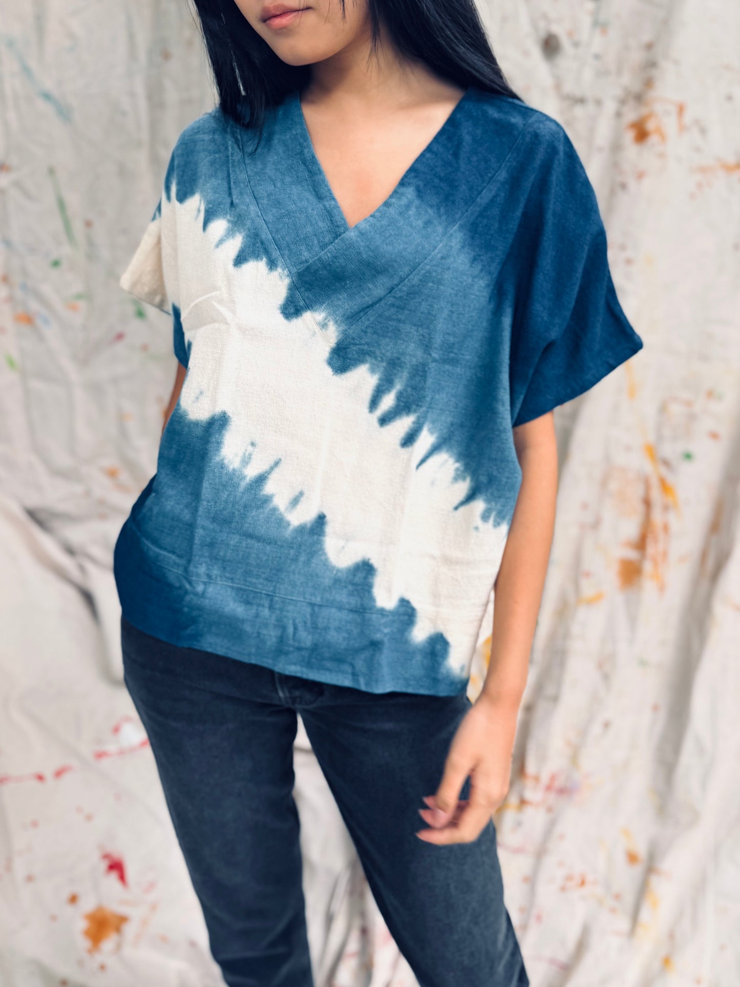 Indigo Tie-Dye Kimono Top – Handmade in Thailand