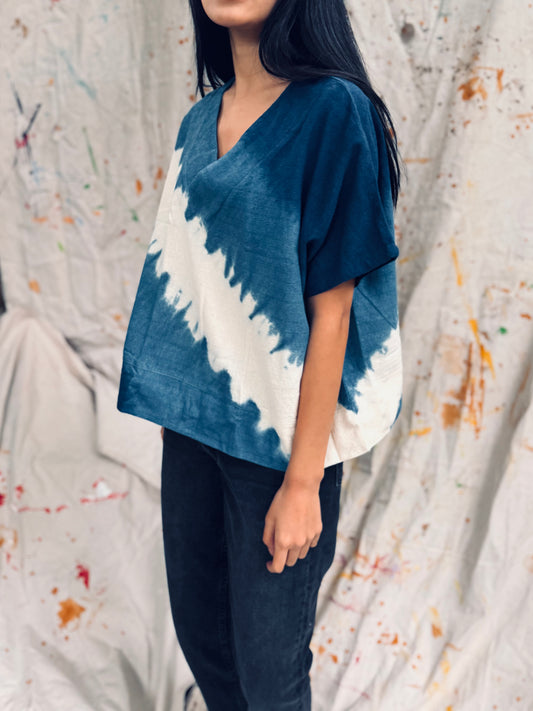 Indigo Tie-Dye Kimono Top – Handmade in Thailand