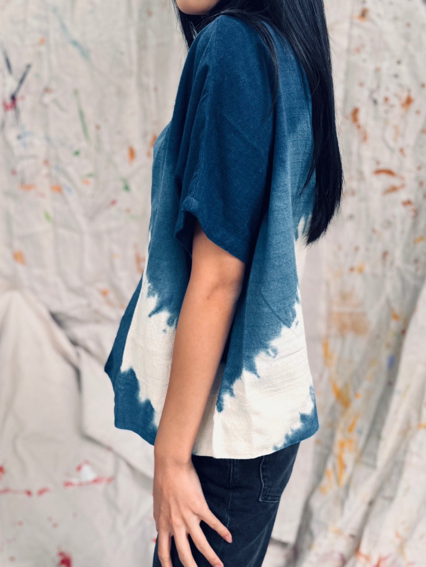 Indigo Tie-Dye Kimono Top – Handmade in Thailand