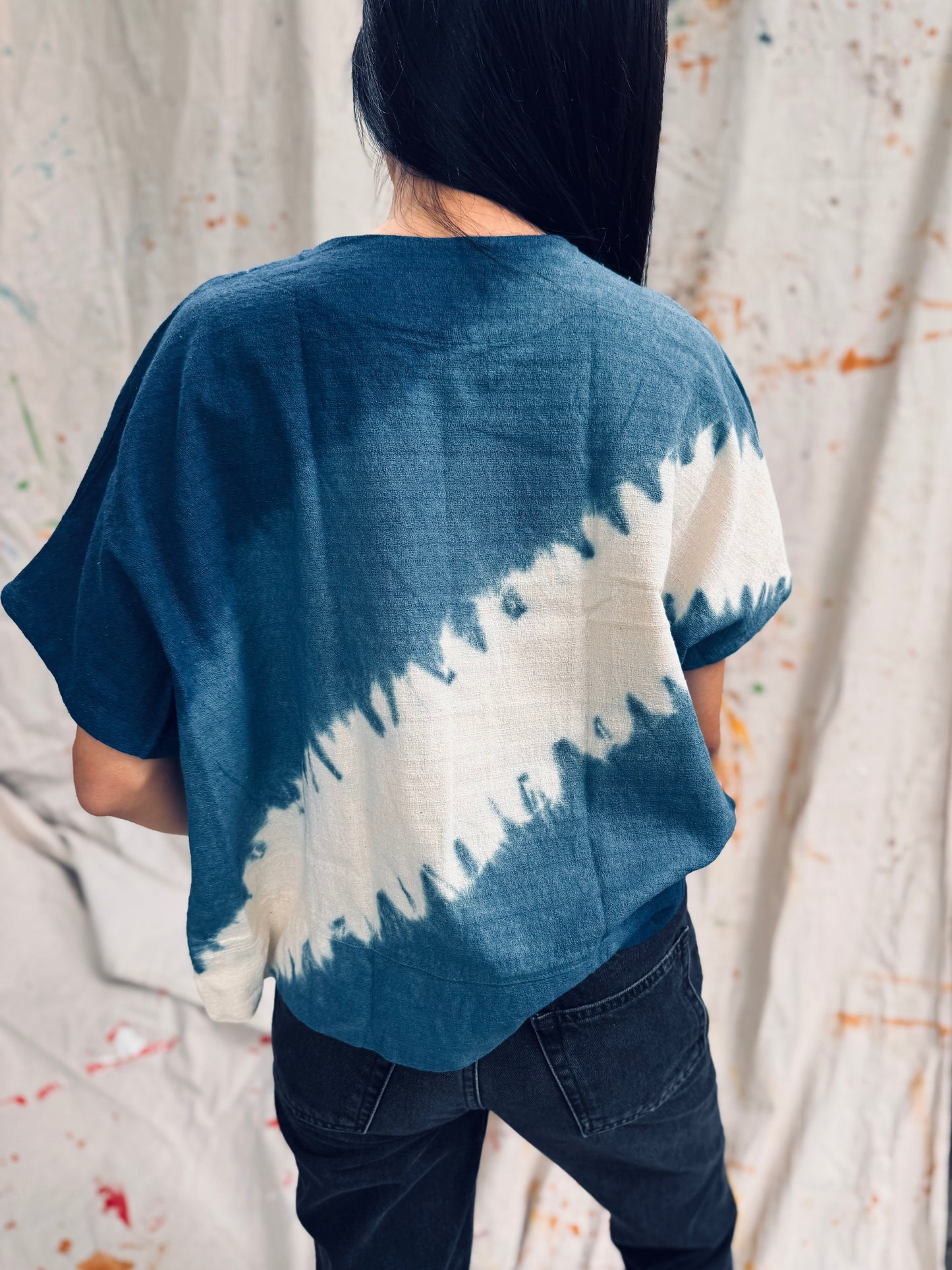 Indigo Tie-Dye Kimono Top – Handmade in Thailand
