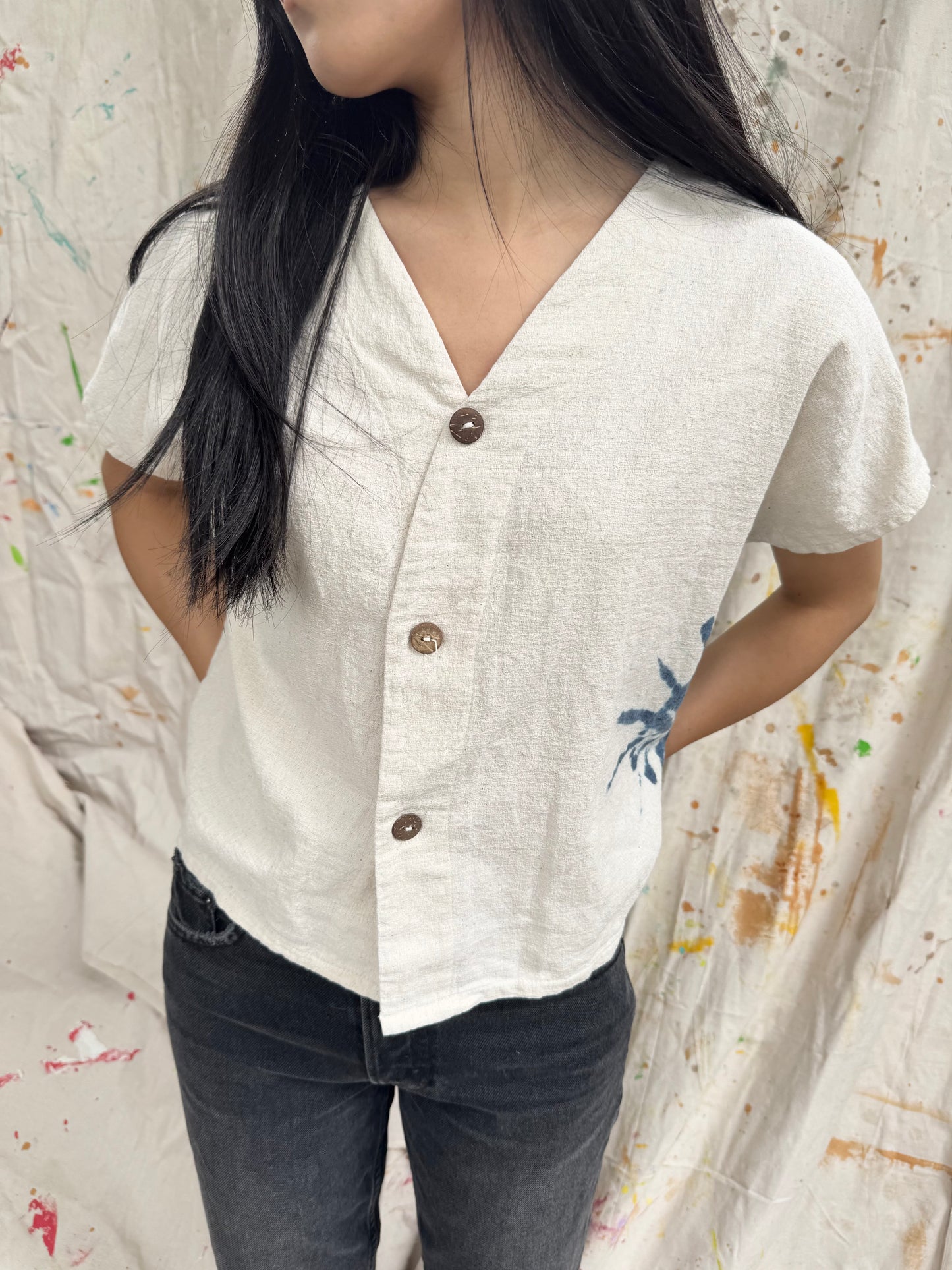 Thai Artisan Indigo Tie-Dye Cotton Top Effortless. Artisan-Made. Sustainable.