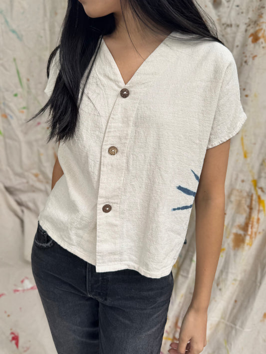 Thai Artisan Indigo Tie-Dye Cotton Top Effortless. Artisan-Made. Sustainable.