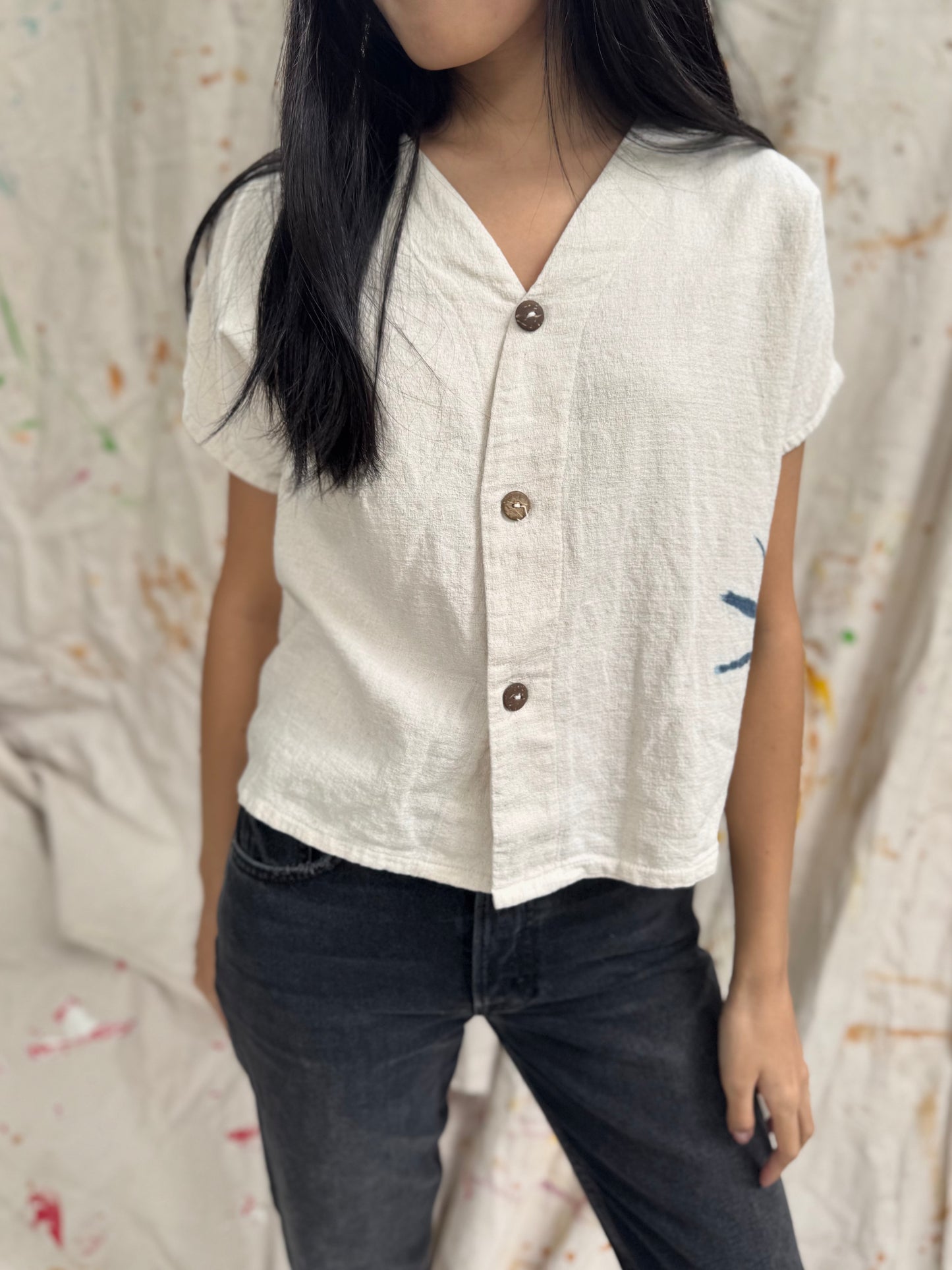 Thai Artisan Indigo Tie-Dye Cotton Top Effortless. Artisan-Made. Sustainable.