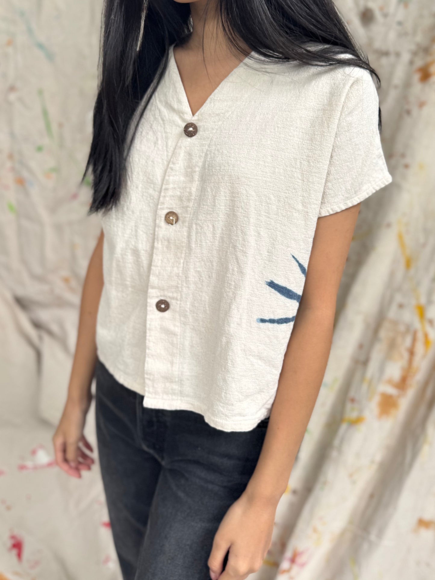 Thai Artisan Indigo Tie-Dye Cotton Top Effortless. Artisan-Made. Sustainable.