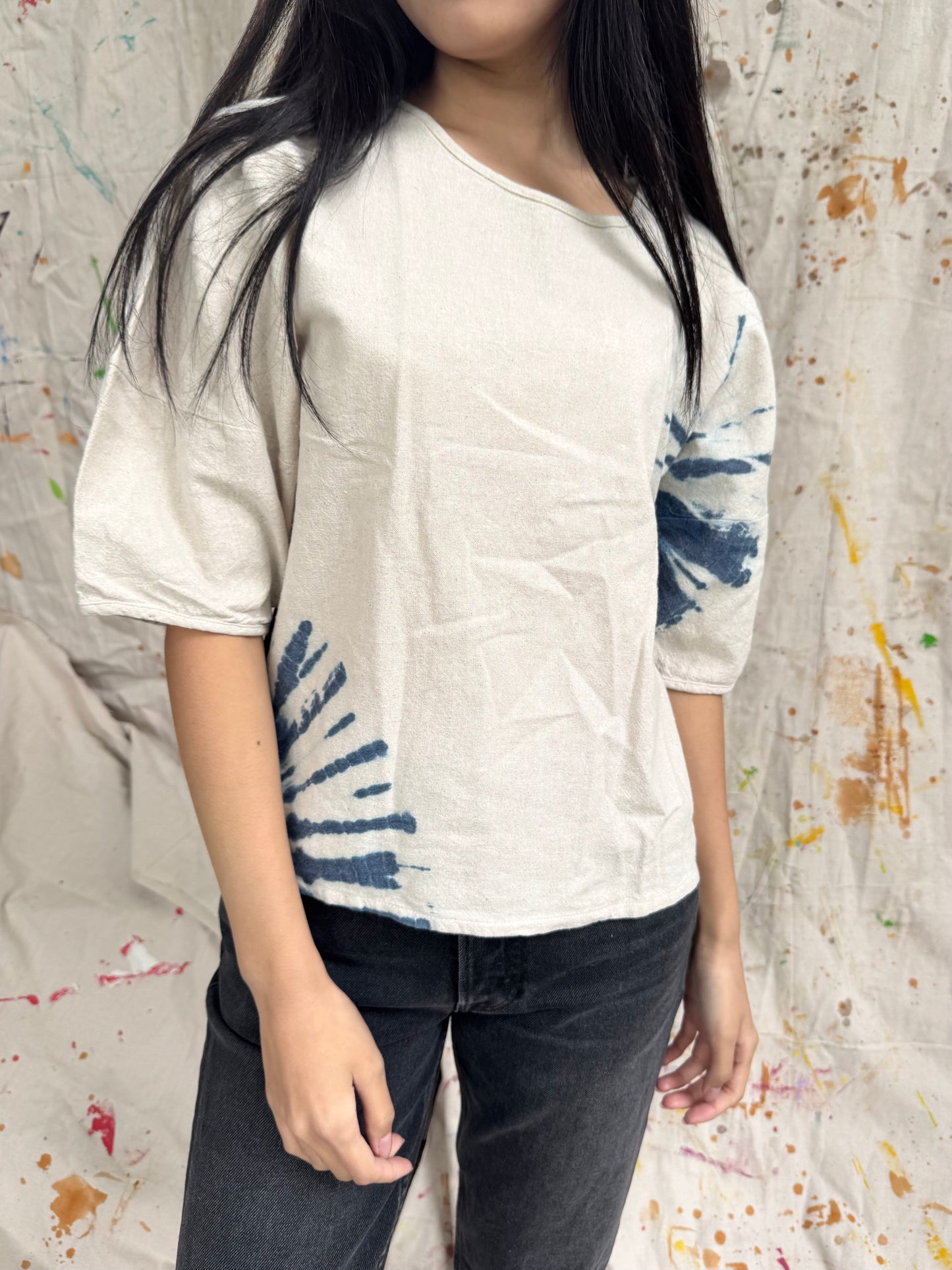 Hand-Dyed Indigo Cotton Top | Plant-Dyed | One of a Kind