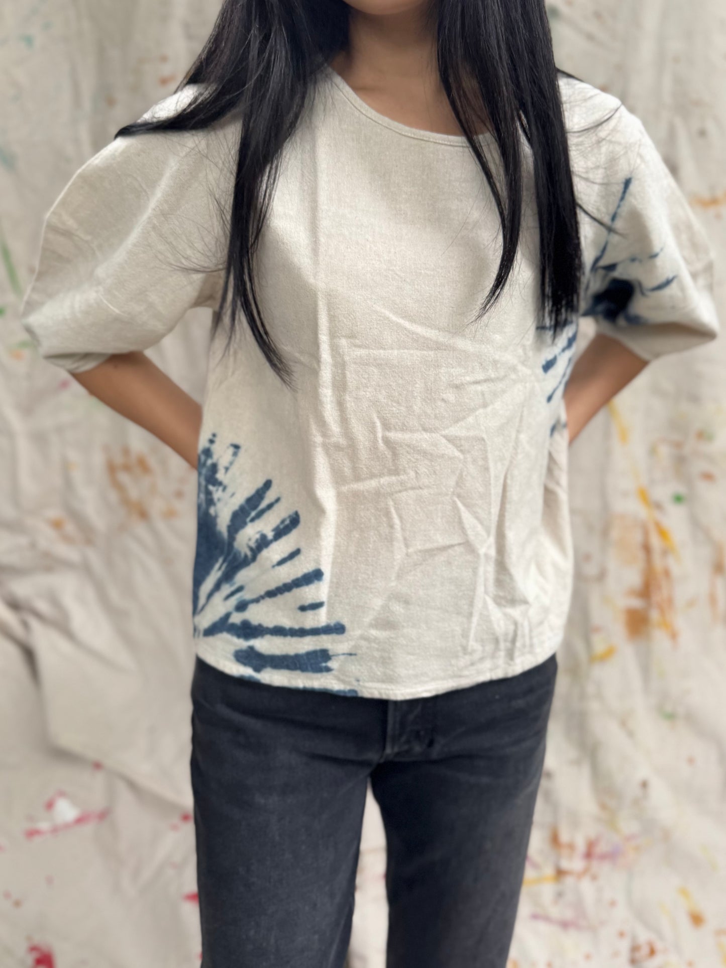 Hand-Dyed Indigo Cotton Top | Plant-Dyed | One of a Kind