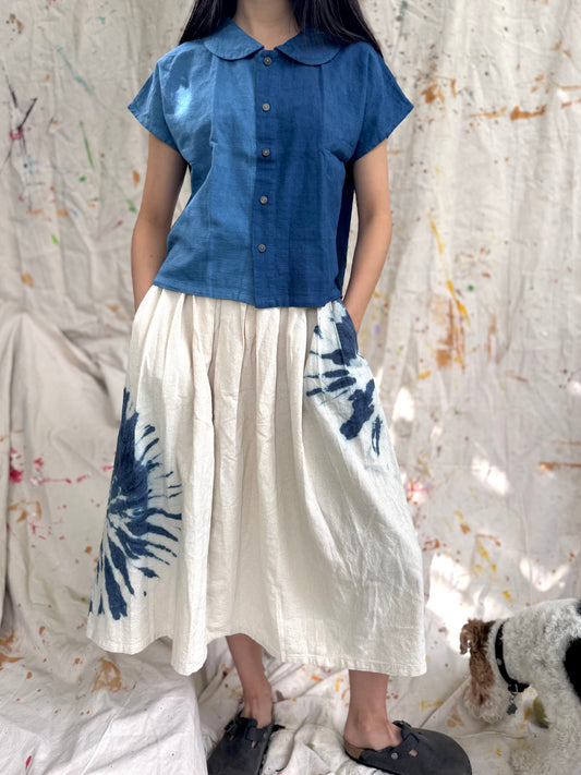 Hand-Dyed Indigo Cotton Button Top | Natural Plant Dye | One of a Kind