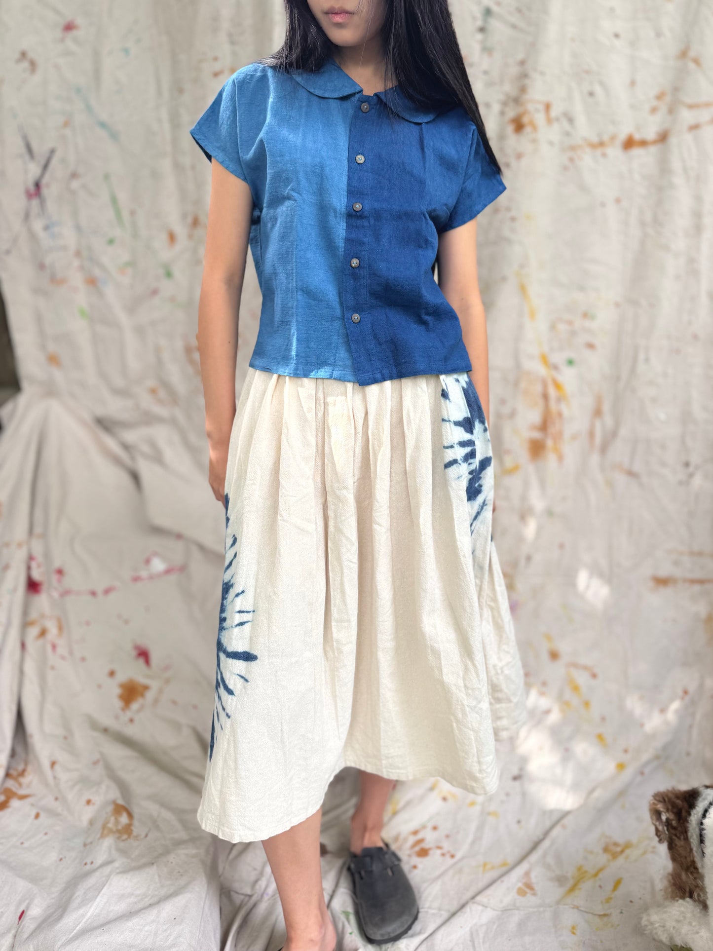 Hand-Dyed Indigo Cotton Button Top | Natural Plant Dye | One of a Kind
