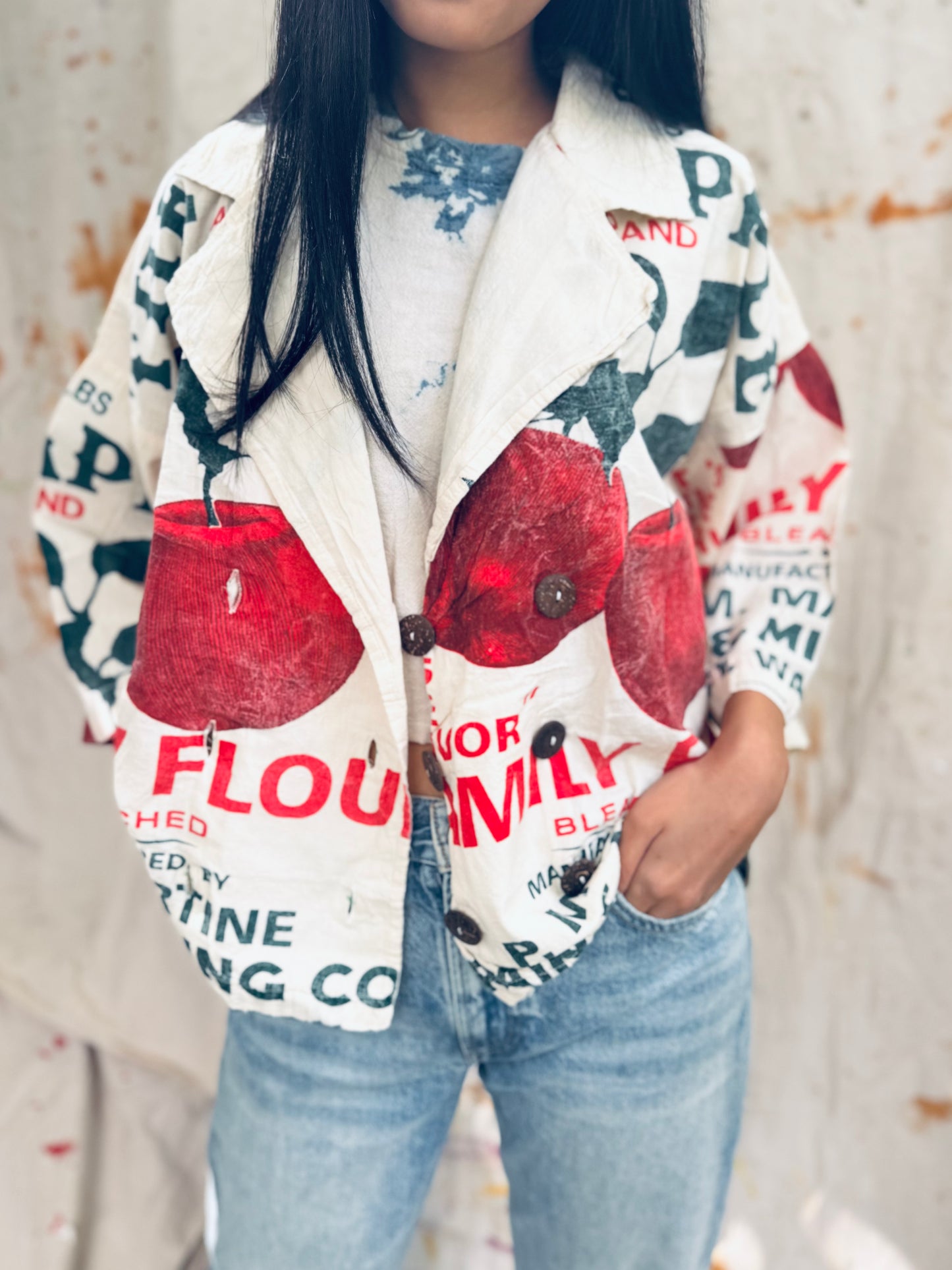 Family Flour Vintage Graphic Jacket – Tomato Red Edition