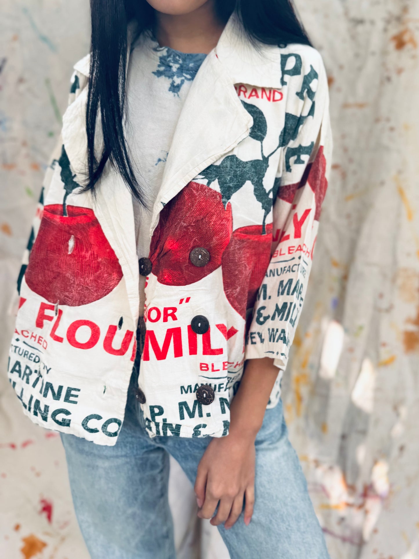 Family Flour Vintage Graphic Jacket – Tomato Red Edition