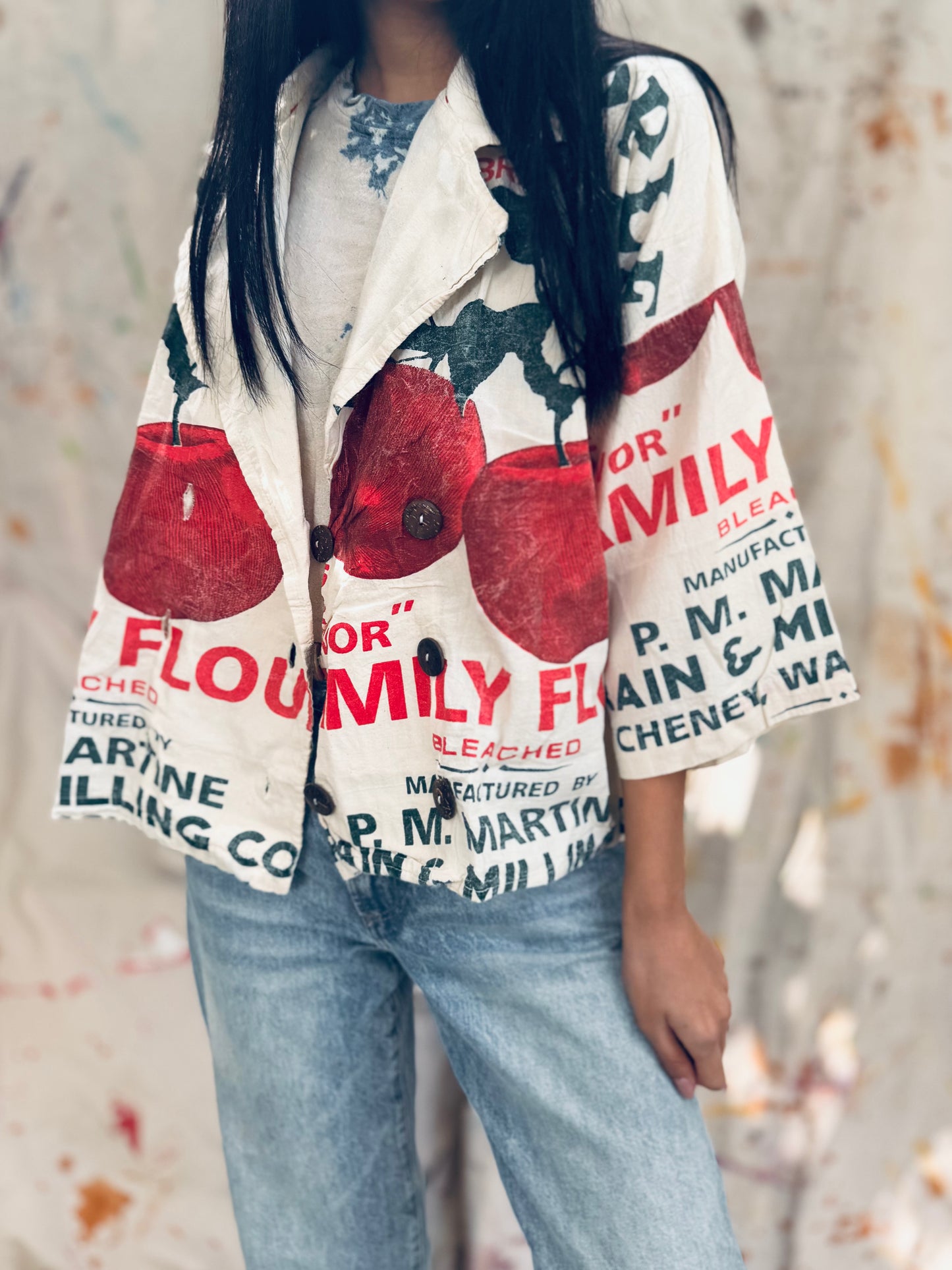Family Flour Vintage Graphic Jacket – Tomato Red Edition