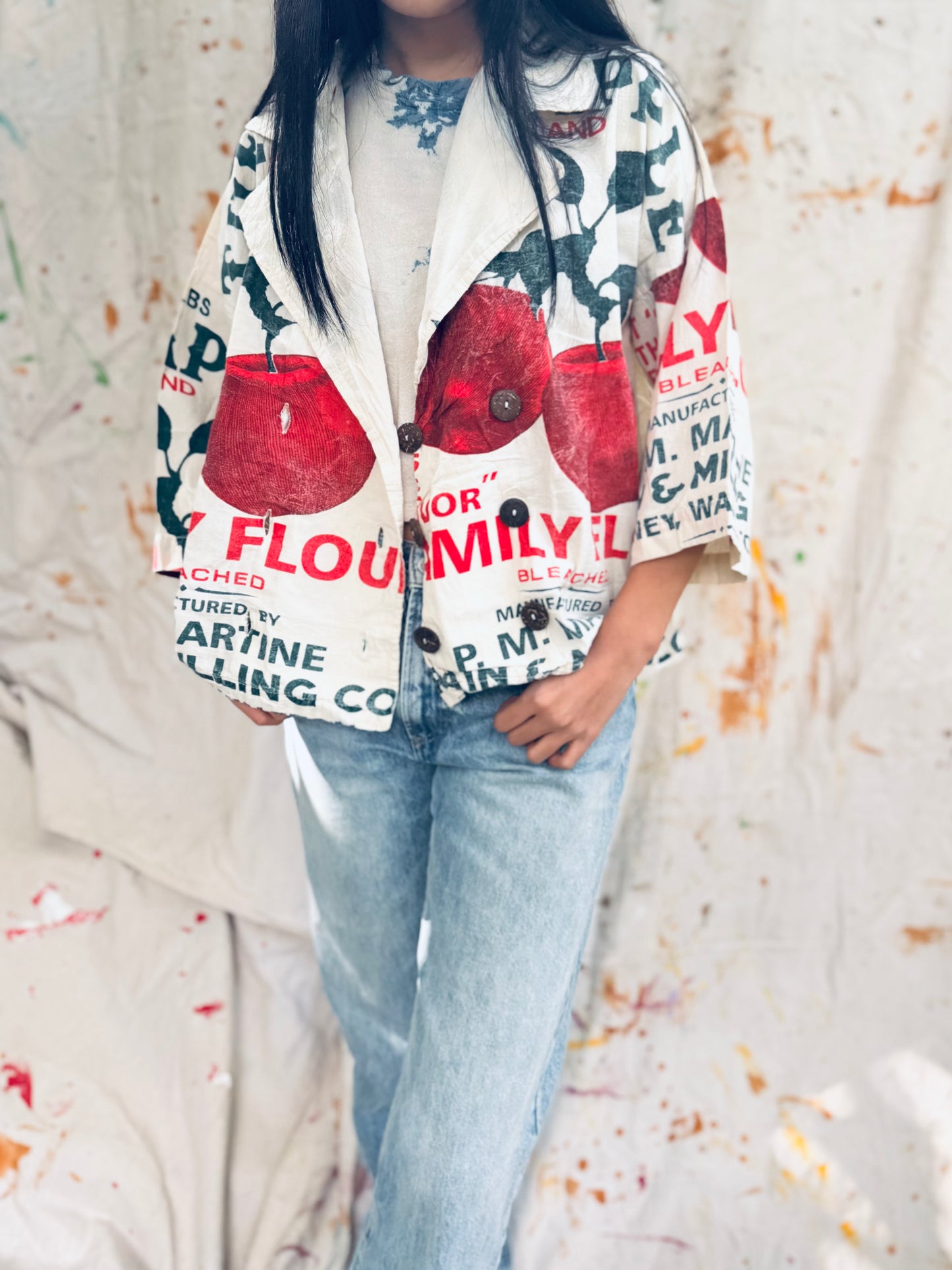 Family Flour Vintage Graphic Jacket – Tomato Red Edition