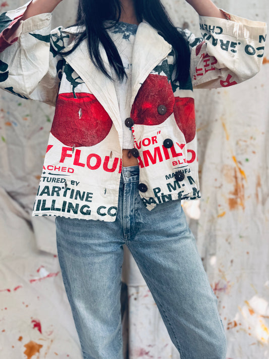 Family Flour Vintage Graphic Jacket – Tomato Red Edition