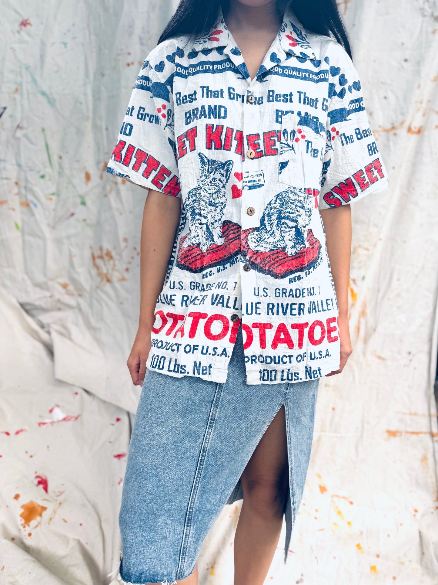 Pet Kitten Vintage Print Shirt – Sweet Potato Brand Edition