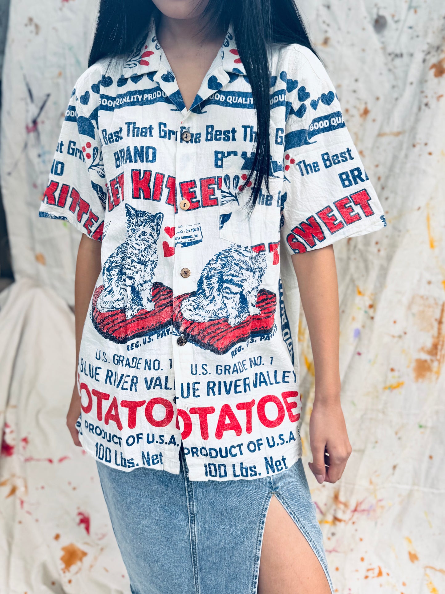 Pet Kitten Vintage Print Shirt – Sweet Potato Brand Edition