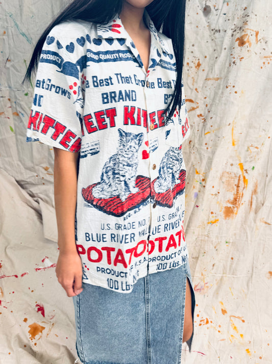 Pet Kitten Vintage Print Shirt – Sweet Potato Brand Edition