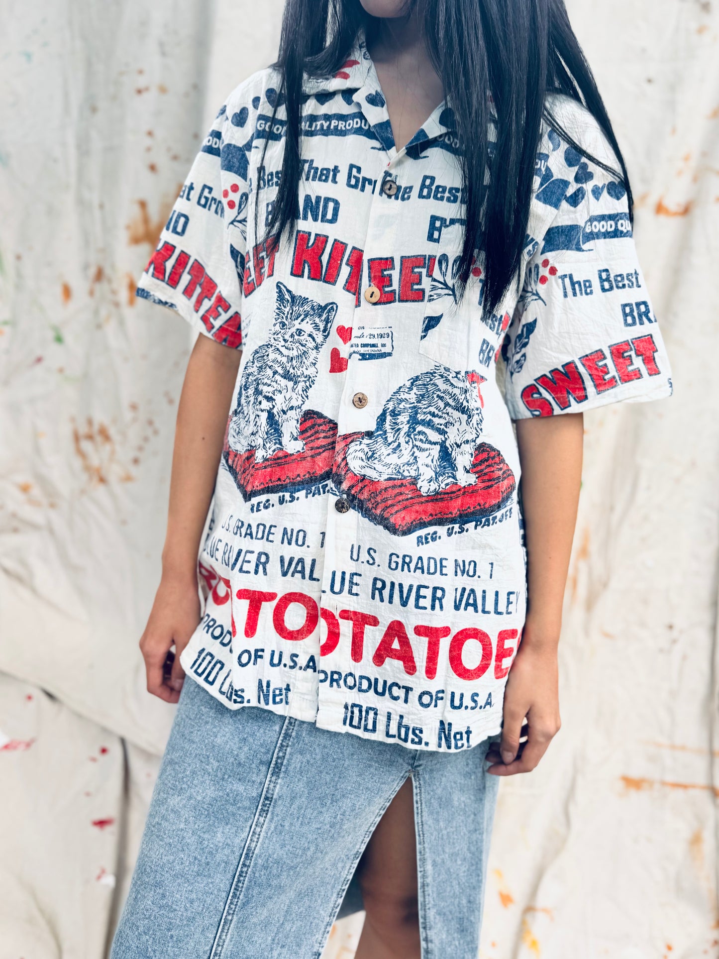 Pet Kitten Vintage Print Shirt – Sweet Potato Brand Edition