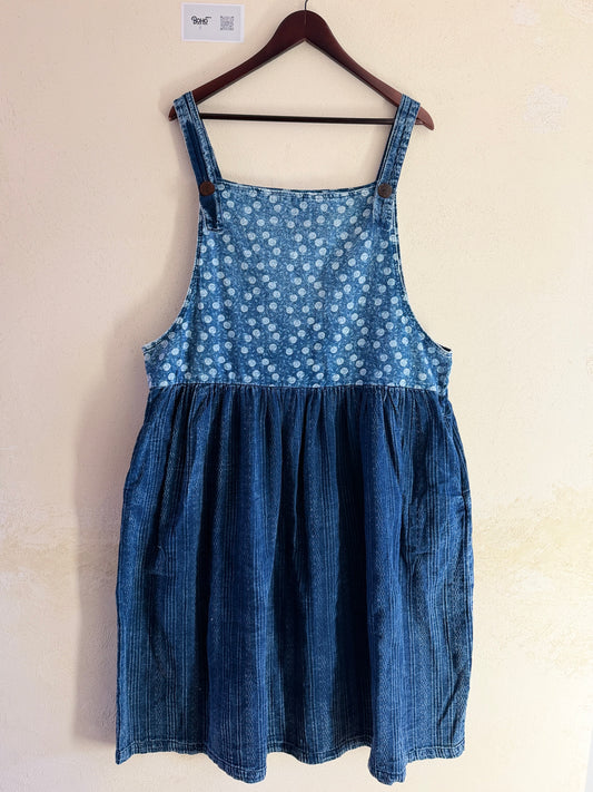 Indigo Cotton Pinafore Dress – Handmade Layering Denim Dress | BoHo Bronte (Made in Thailand)
