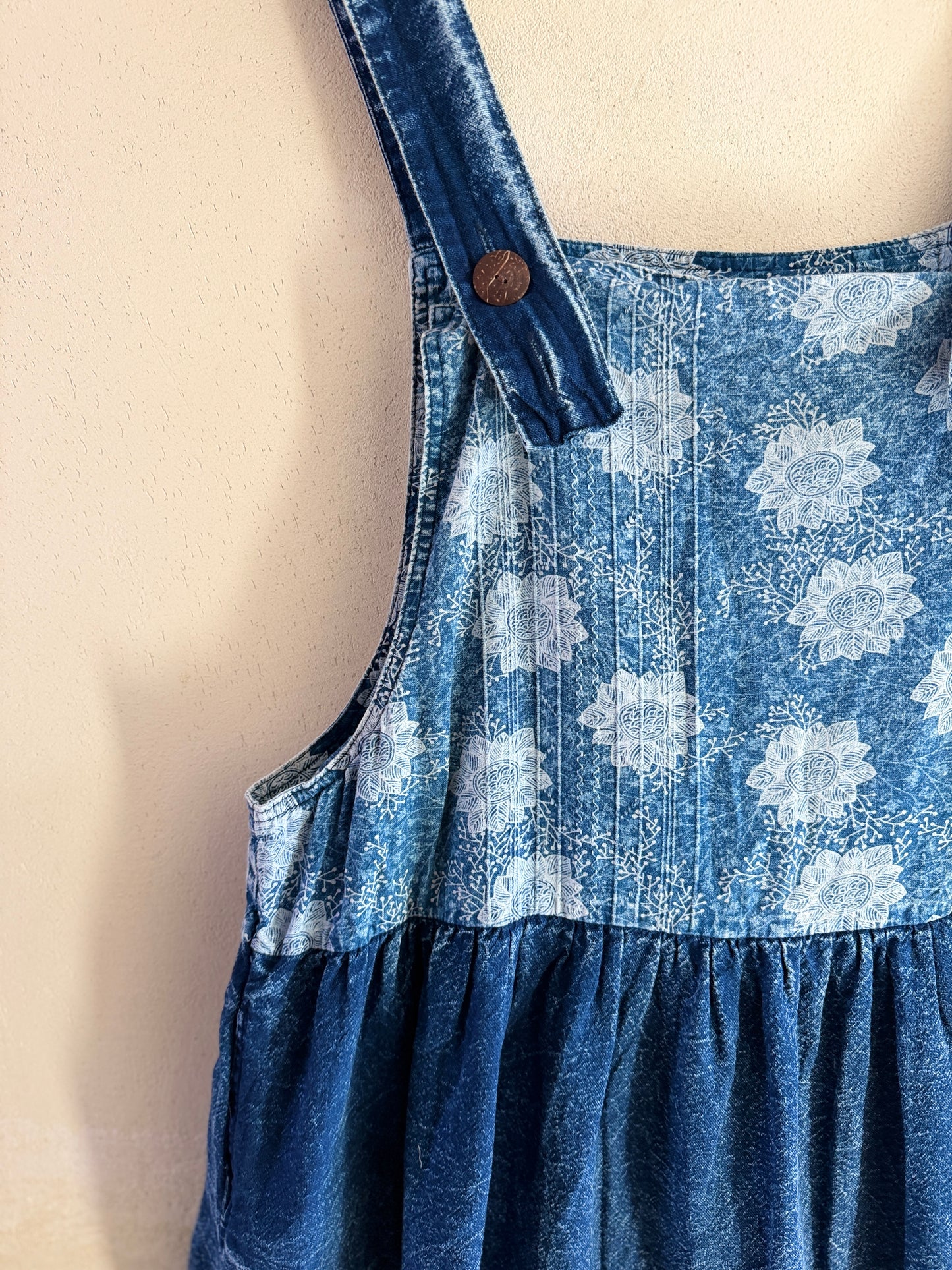 Indigo Cotton Pinafore Dress – Handmade Layering Denim Dress | BoHo Bronte (Made in Thailand)