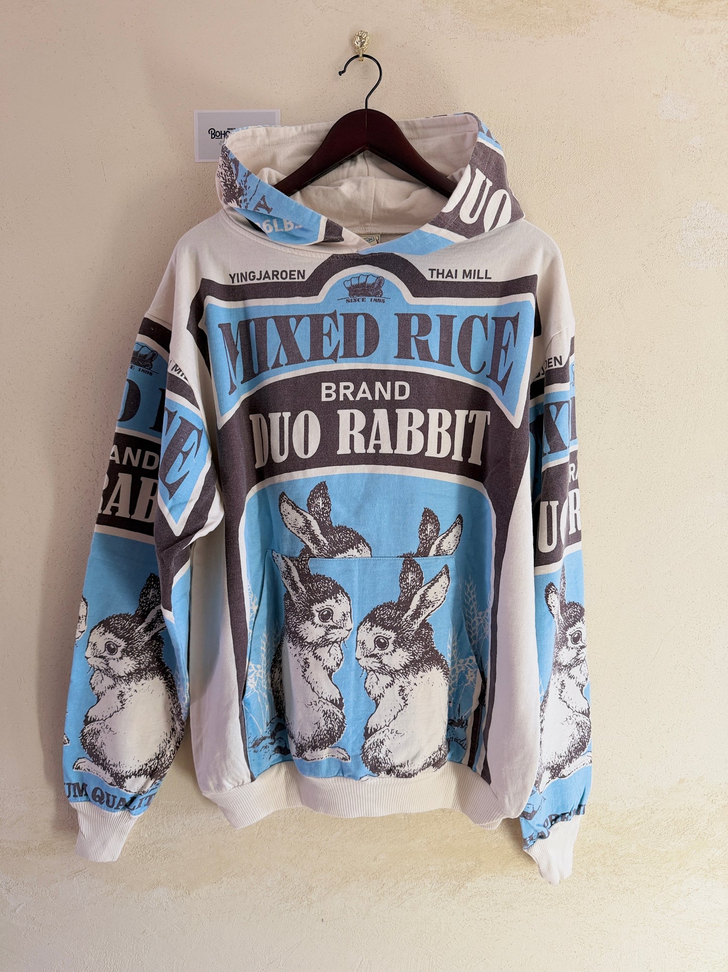 Vintage Sack Print Hoodie – Oversized Graphic Cotton Hoodie (Thailand Handmade)