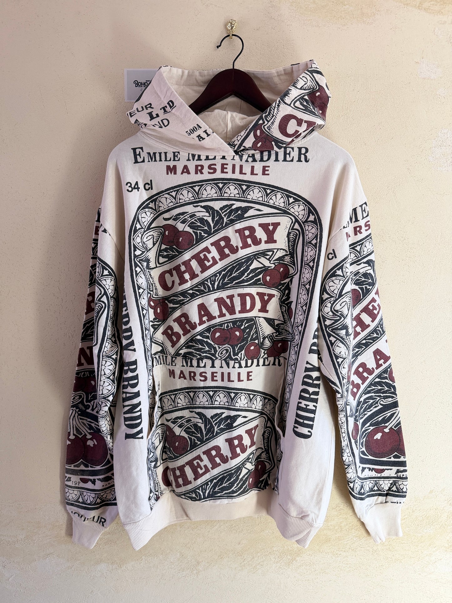 Vintage Sack Print Hoodie – Oversized Graphic Cotton Hoodie (Thailand Handmade)