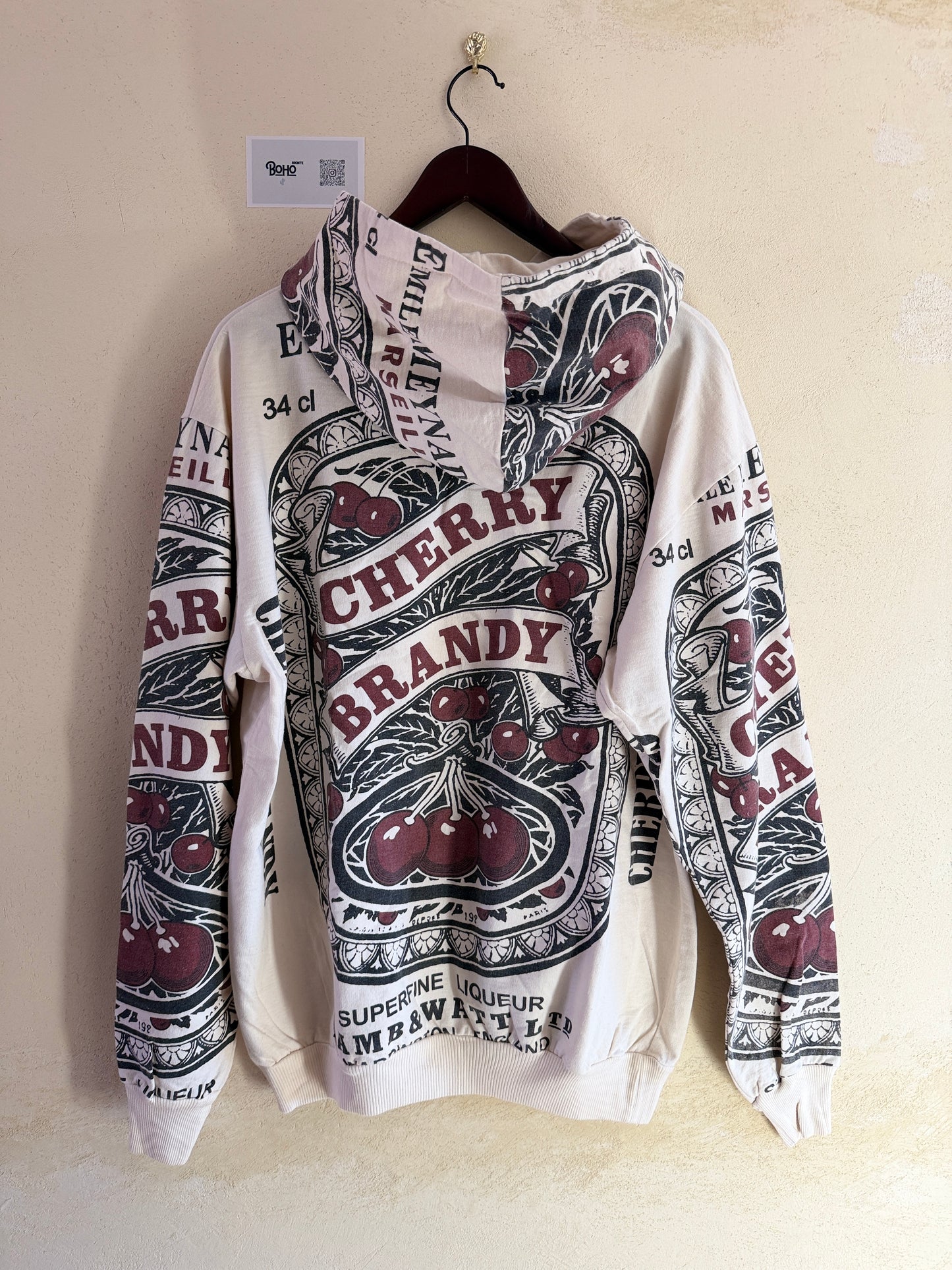 Vintage Sack Print Hoodie – Oversized Graphic Cotton Hoodie (Thailand Handmade)