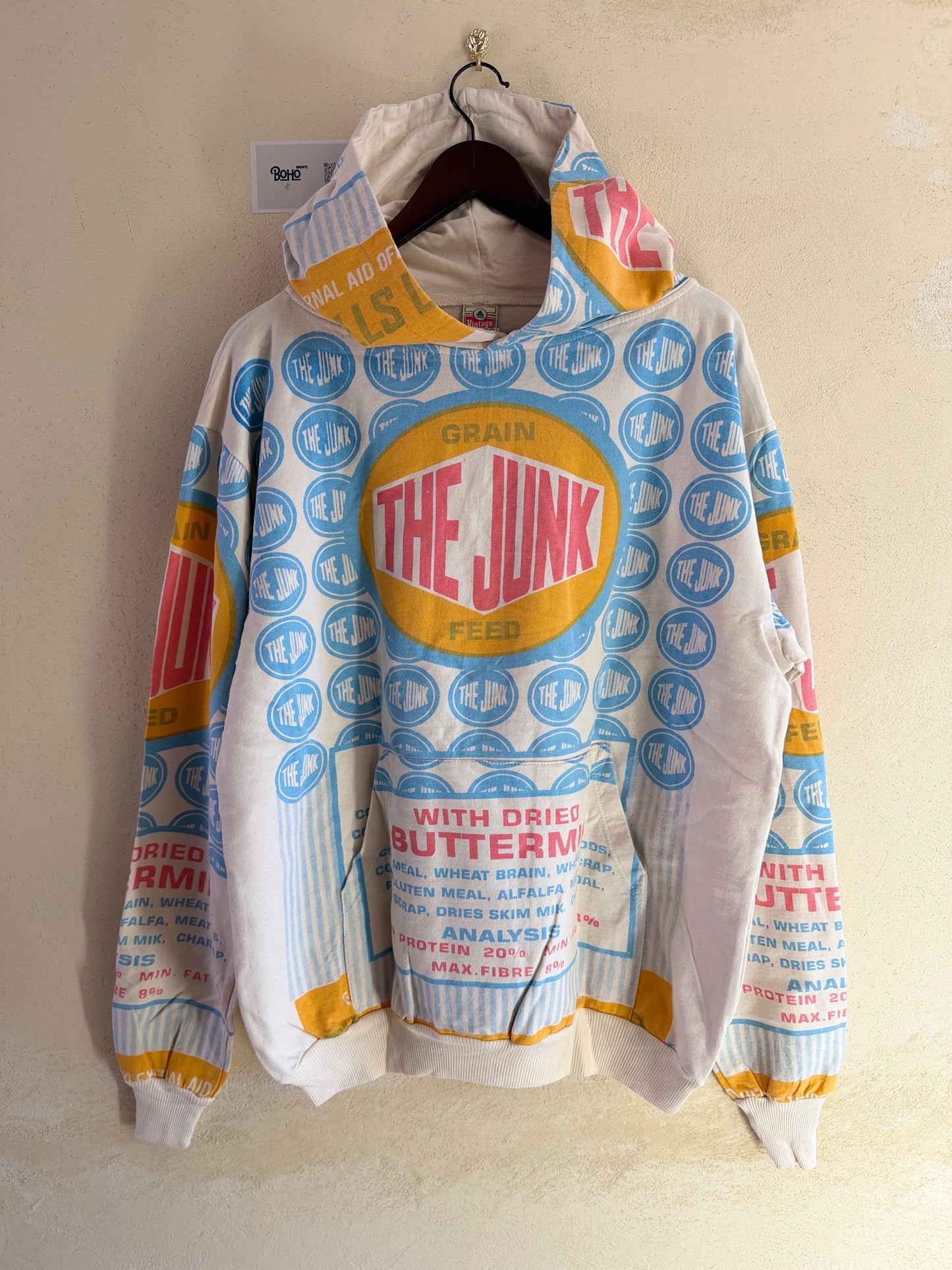 Vintage Sack Print Hoodie – Oversized Graphic Cotton Hoodie (Thailand Handmade)