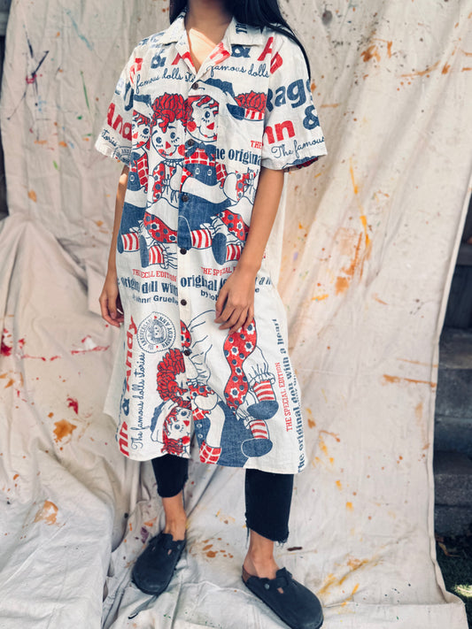 Thailand Vintage Sack Dress – Raggedy Ann & Andy Print